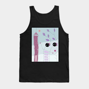 Kids and Skyscraper Stick Figure Tank Top